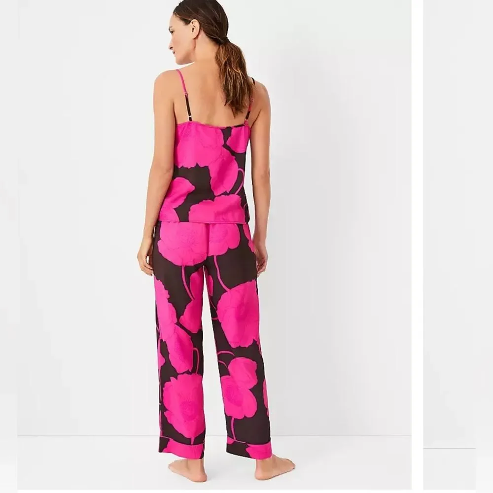 Ann Taylor‎ Floral Sleep Pants Pink Brown Women’s Size Large Drawstring Waist